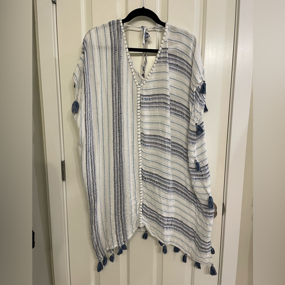 Surf Gypsy blue and white swimsuit cover up/mini dress